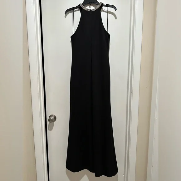 NIGHTWAY Elegant Evening Gown W/Rhinestone Halter Neckline - Picture 6 of 7